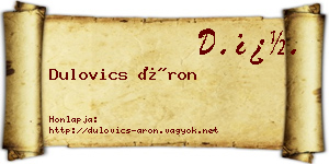 Dulovics Áron névjegykártya